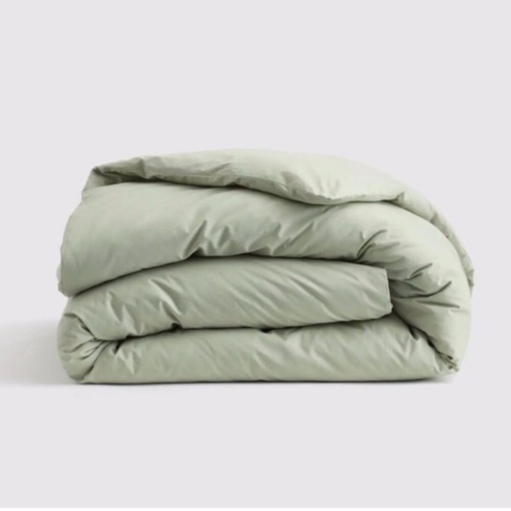 NWOT Quince Classic Organic Cotton Percale King Duvet Cover in Sage